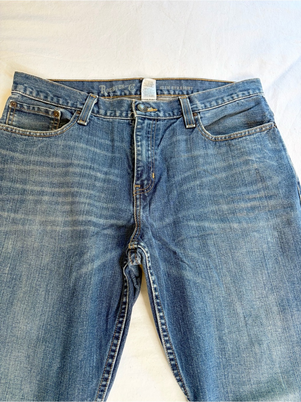 Men's Slim Straight Jeans in Medium Blue Wash - Picture 3 of 5